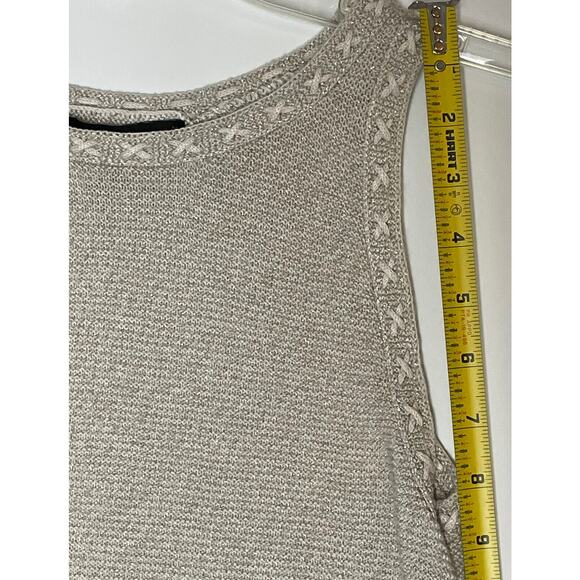 White House Black Market Tunic Length Tank Oatmeal, Gold Threading Glittery, XS - Picture 11 of 13